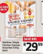 Rainbow Simply Chicken Viennas Assorted 500g Each