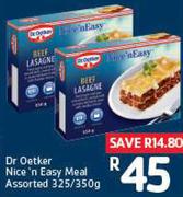 Dr Oetker Nice n Easy Meal Assorted 325/350g-Any 2