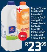 Clover Fresh Milk Assorted 2 Litre + Clover Nolac Lactose Free Fresh Milk