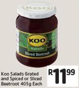 Koo Salads Grated and Spiced or Sliced Beetroot 405g