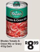 Rhodes Tomato & Onion Mix or Gravy 410g Each