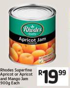 Rhodes Superfine Apricot or Apricot & Mango Jam 900g Each