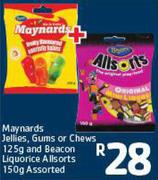 Maynards Jellies, gums or Chews 125g and beacon Liquorice Allsorts 150g Assorted