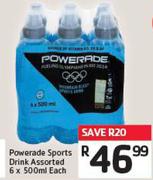 Powerade Sports Drink Assorted 6 x 500ml