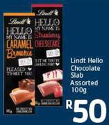 Lindt Hello Chocolate Slab Assorted 100g 