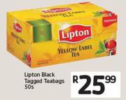 Lipton Black Tagged Teabags 50s