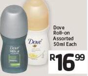 Dove Roll-On Assorted 50ml Each