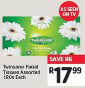 Twinsaver facial Tissues Assorted 180s Each