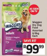 Waggies Dry Dog food Assorted 6/8kg Each 