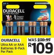 Duracell Ultra AA or AAA Batteries 8-Pack Per Pack