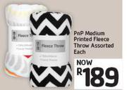Pnp Medium Printed Fleece Throw Assorted-Each