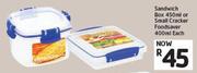 Sistema Sandwich Box-450ml Or Small Cracker Foodsaver-400ml Each