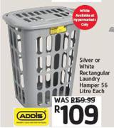 Addis Silver Or White Rectangular Laundry Hamper-56Ltr Each