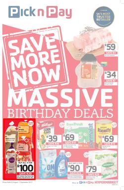 Pick n Pay KZN : Massive Birthday Savings (22 Aug - 03 Sep 2017), page 1