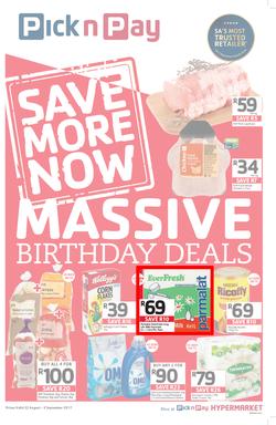 Pick n Pay KZN : Massive Birthday Savings (22 Aug - 03 Sep 2017), page 1