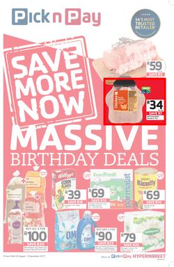 Pick n Pay KZN : Massive Birthday Savings (22 Aug - 03 Sep 2017), page 1
