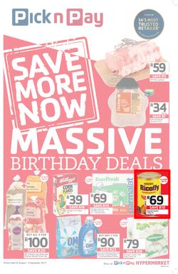 Pick n Pay KZN : Massive Birthday Savings (22 Aug - 03 Sep 2017), page 1
