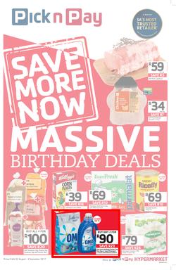 Pick n Pay KZN : Massive Birthday Savings (22 Aug - 03 Sep 2017), page 1