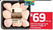 PnP Free Range Fresh Chicken 4 Thighs & 4 Drumsticks-Per Kg
