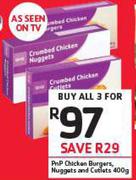 PnP Chicken Burgers, Nuggets And Cutlets-3x400g