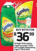 Sunlight Dishwashing Liquid Assorted 750ml & Sunlight Dishwashing Liquid 750ml Refill-For Both