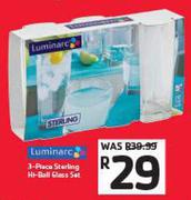 Luminarc 3 Piece Sterling Hi-Ball Glass Set