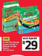 Addis Scrubb Plus Sponge Scourer 8-Pack Or Rainbow Sponge Scourer 10-Pack