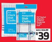 Pnp Checked Dishcloths 3-Pack Or Honeycomb 3 Pack-Each