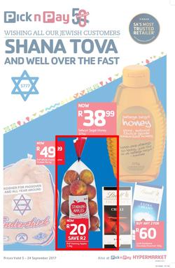Pick n Pay KZN : Shana Tova To All Our Jewish Customers (05 Sep - 24 Sep 2017), page 1
