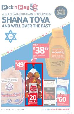 Pick n Pay KZN : Shana Tova To All Our Jewish Customers (05 Sep - 24 Sep 2017), page 1