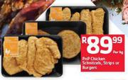 PnP Chicken Schnitzels Strips or Burgers-Per Kg