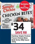 Rainbow Simply Chicken Frozen Chicken Bites With Sticky BBQ Sauce-360g