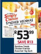 Rainbow Simply Chicken Viennas Assorted-1Kg Each