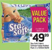 Sta Soft Fabric Softener Value Added Pack Refill-3 x 500ml