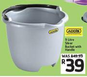 Addis Silver Bucket With Handle-9Ltr