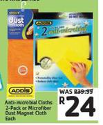 Addis Anti Microbial Cloths 2 Pack Or Microfiber Dust Magnet Cloth-Each
