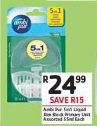 Ambi Pur 5 In 1 Liquid Rim Block Primary Unit Assorted-55ml Each