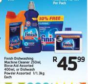 Finish Dishwashing machine Cleaner-250ml,Rinse Aid-400ml Or Dishwash Powder-1/1.3Kg Each