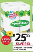 Twinsaver 2 Ply White Roller Towel-4s