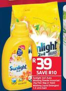 Sunlight 2 In 1 Auto Washing Powder Flexi Bag-2Kg Or Hand Washing Liquid Detergent-1.5Ltr Each