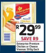 Enterprise Premium Chicken Or Cheese Viennas-500g Each