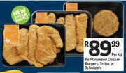 PnP Crumbed Chicken Burgers, Strips Or Schnizels-Per Kg