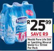 Nestle Pure Life Still Or Sparkling Mineral Water-6 x 500ml Per Pack