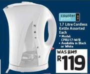 Counter Point 1.7Ltr Cordless Kettle In White Or Black CRPU17-W/B-Each