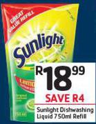 Sunlight Dishwashing Liquid Refill-750ml