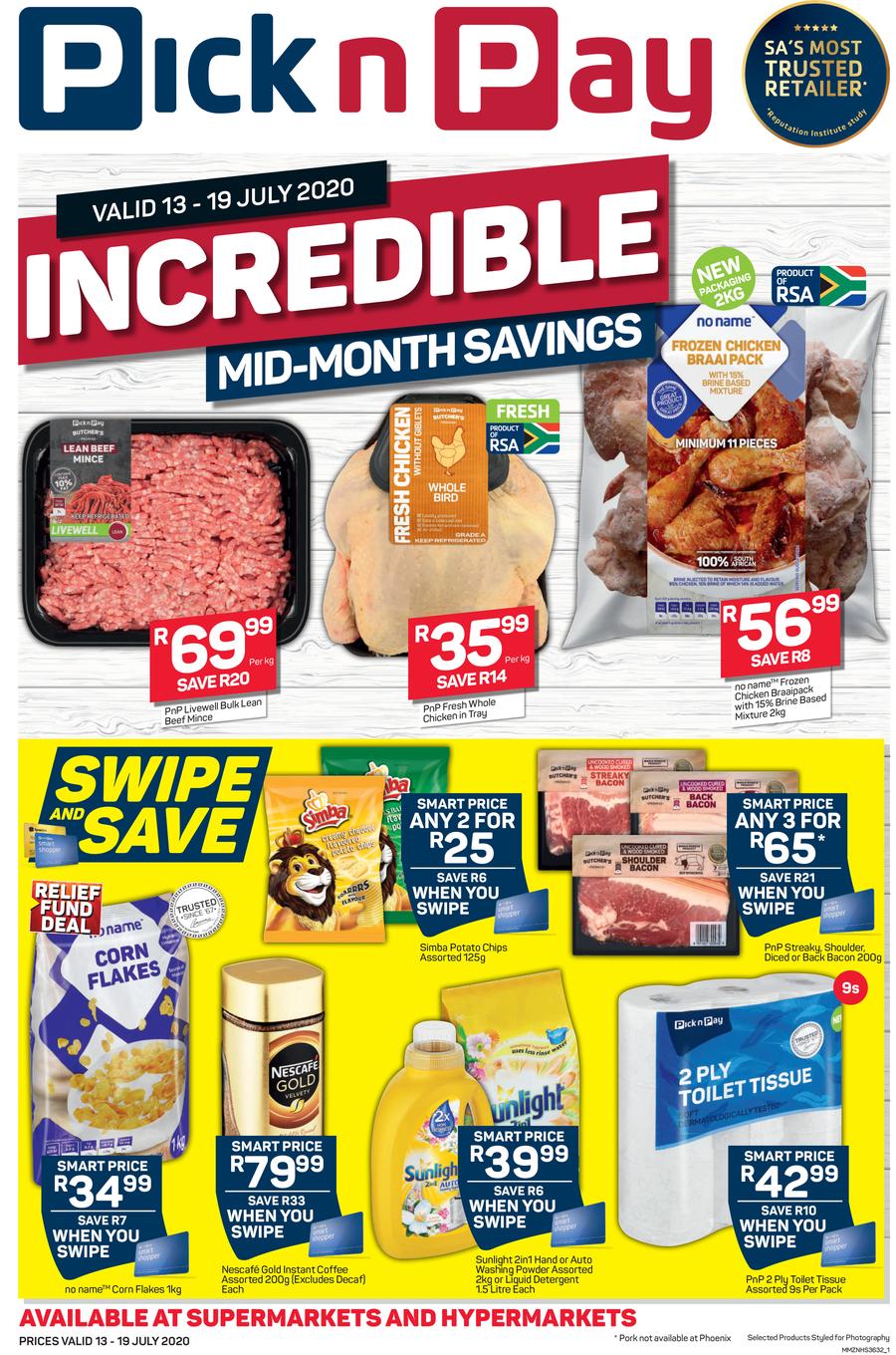 Pick N Pay Kwazulu Natal Incredible Mid Month Savings 13 July 19 July 2020 Www Guzzle Co Za