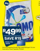 Omo Auto Washing Powder 2Kg, Liquid Detergent 1.5L Assorted Or Power Capsules 17s-Each
