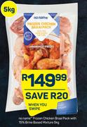 No Name Frozen Chicken Braai Pack With 15% Brine Based Mixture-5Kg
