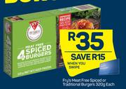 Fry's Meat Free Spiced Or Traditional Burgers-320g Each