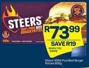 Steers 100% Pure Beef Burger Patties-600g